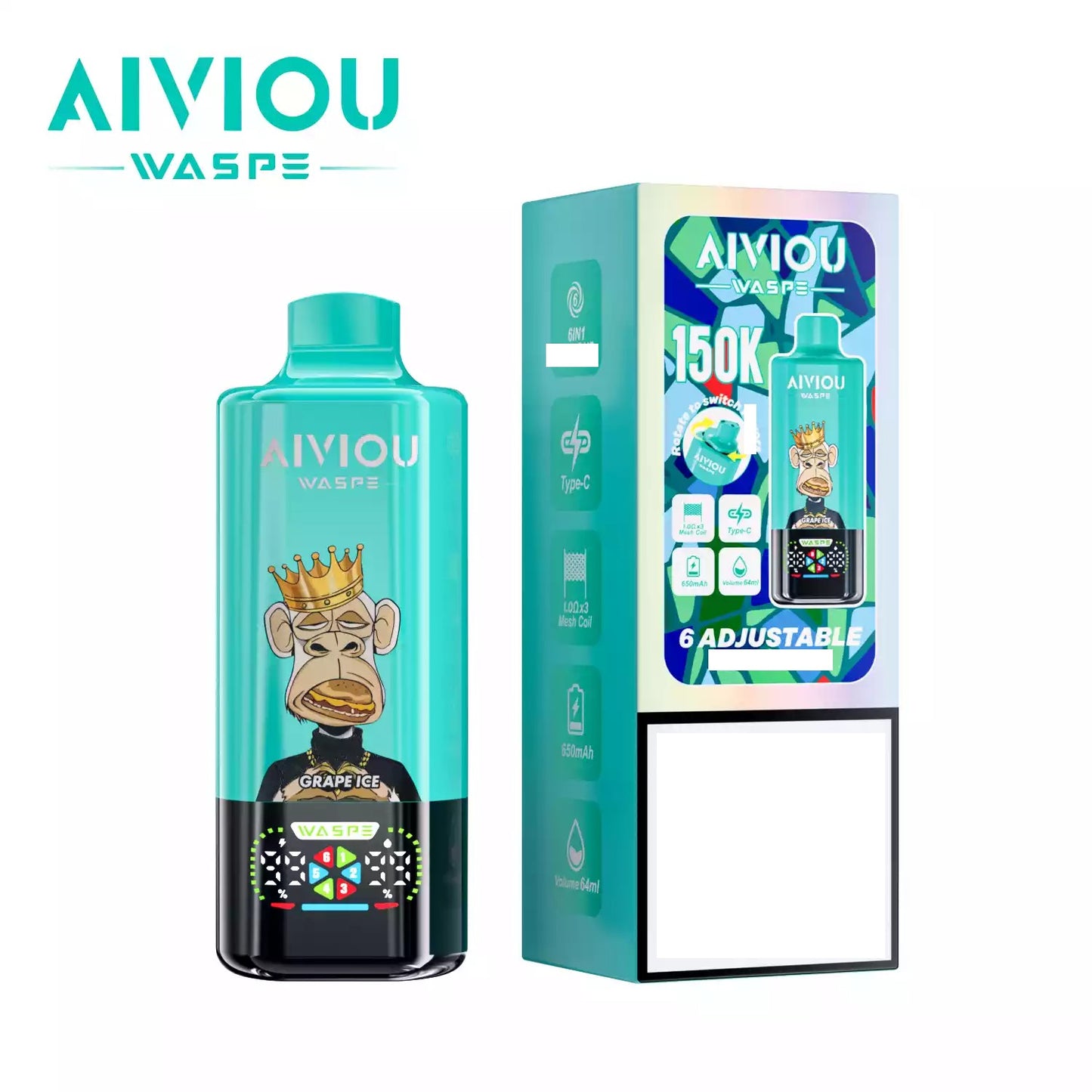 WASPE AIVIOU 150000 Puffs Six Tastes Bulk Buy Rechargeable Disposable Vapes Wholesale