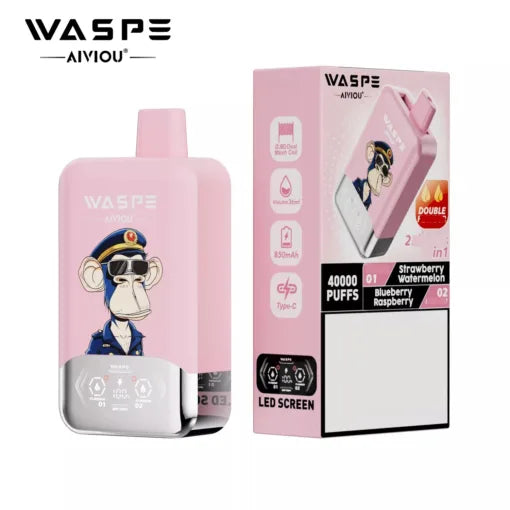WASPE AIVIOU 40000 Puffs Double Taste LED Screen Bulk Buy Rechargeable Disposable Vapes Wholesale