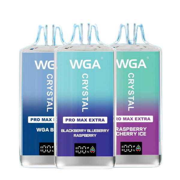 WGA Crystal Pro Max Extra 15000 Vape Rechargeable-650mAh Battery, Multiple Nicotine 9 Flavors