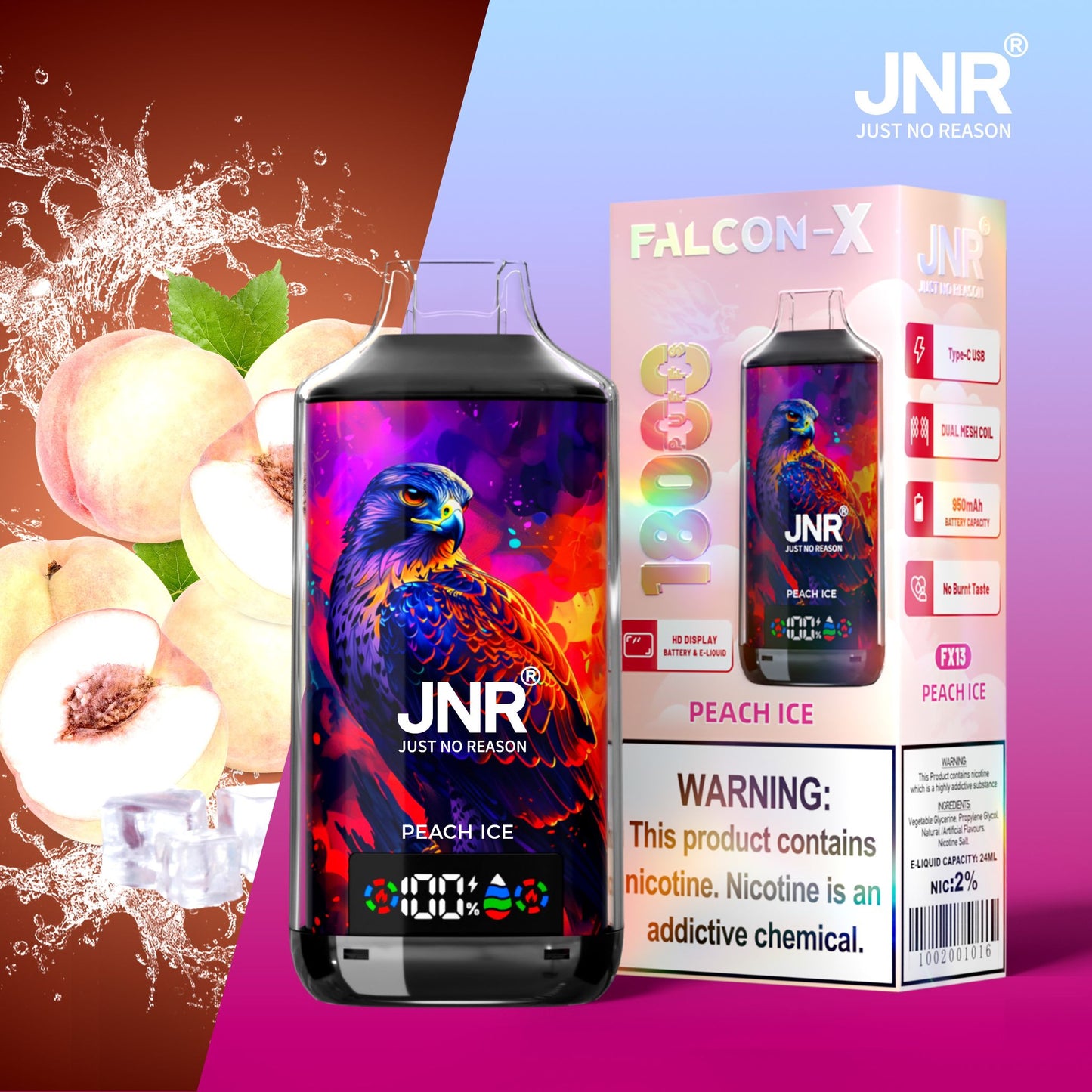 JNR Falcon X 18000 Puff Prefilled Vape Pod Kit - Box of 10