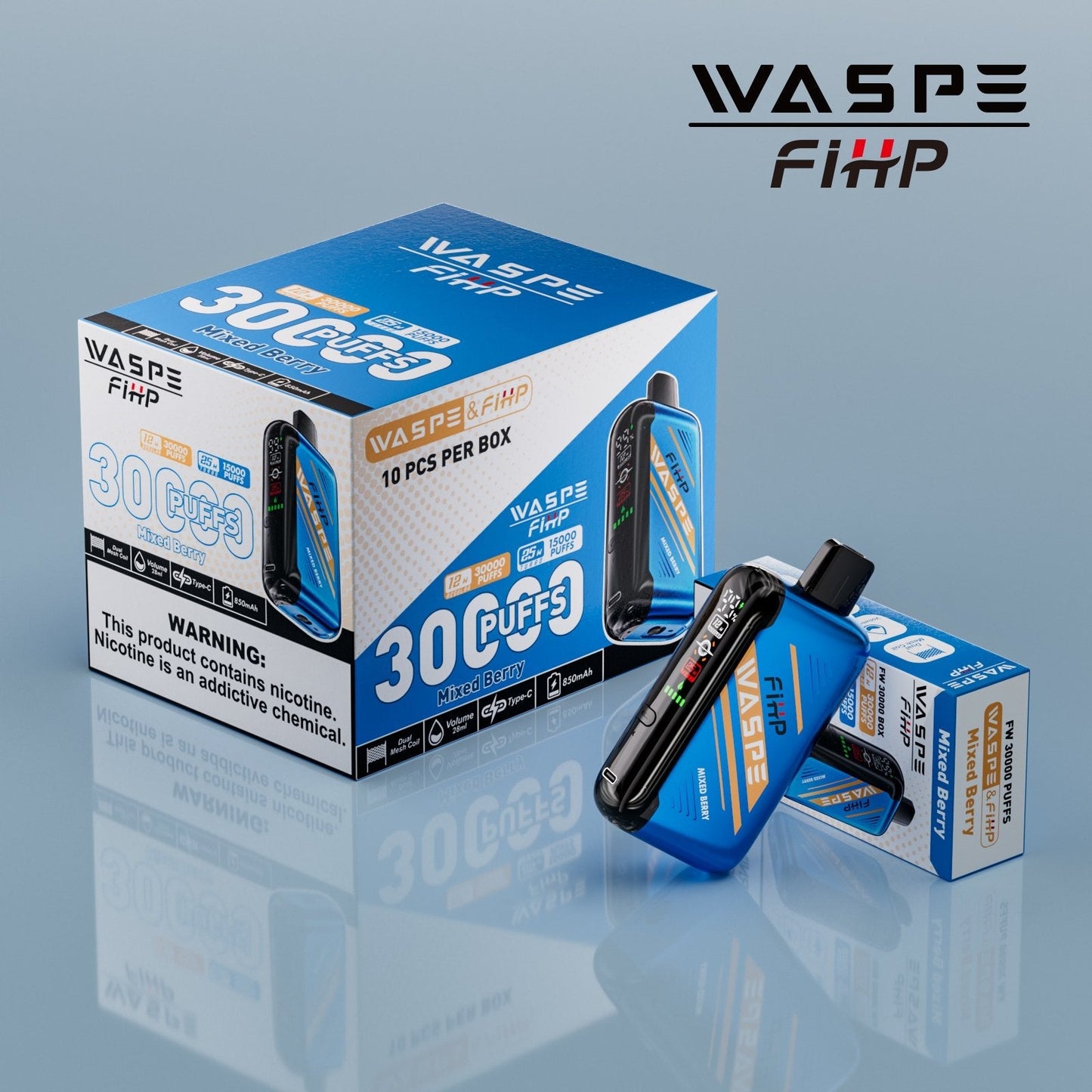 Waspe FIHP 30K Puffs Disposable Vape – LED Display, Adjustable Airflow, Dual Mesh Coils