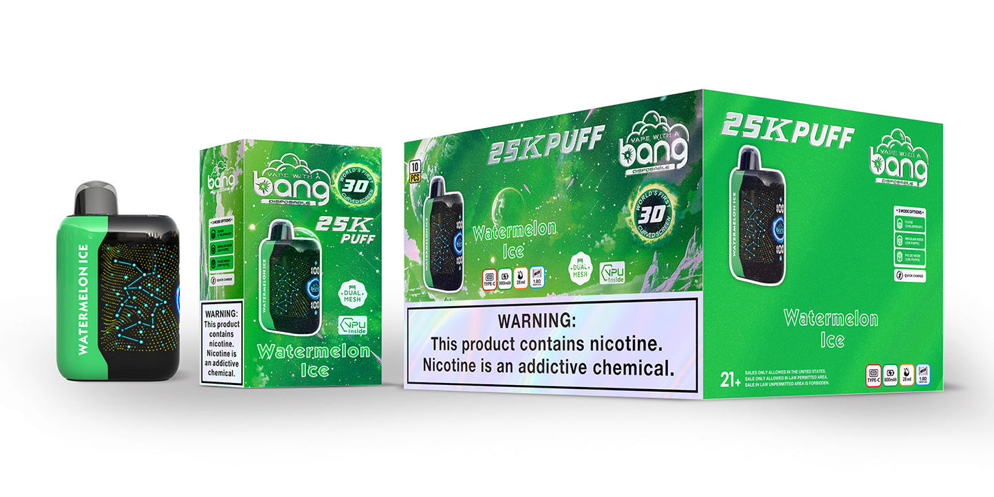 Bang starry 25000 puffs Disposable Vape-850mAh Battery. 30ml E-liquid. Multiple Nicotine 16 Flavors