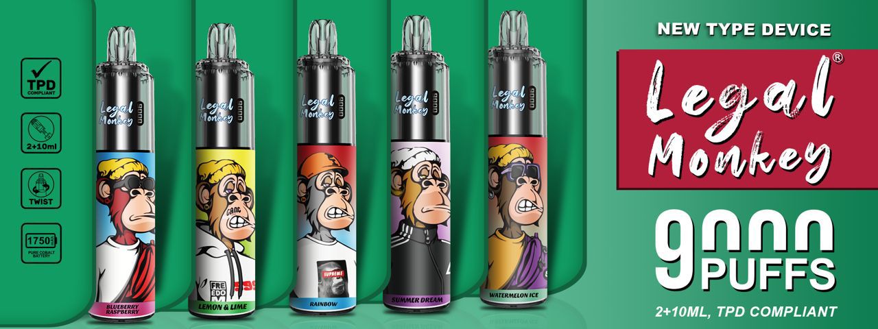LEGAL MONKEY 9000 Einweg-Vape-Kit 20 mg Twist Typ 2 + 10 ml TPD