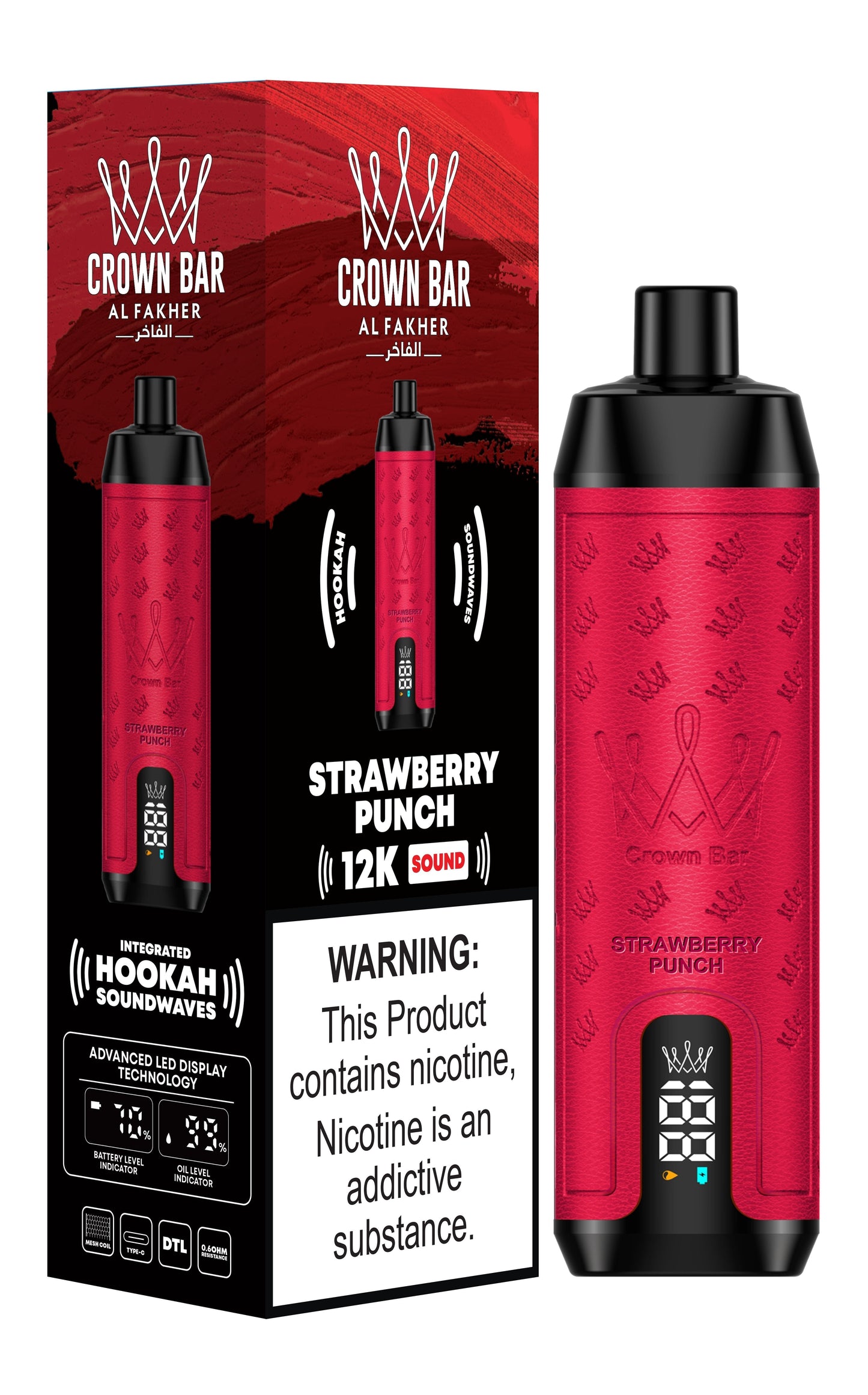 Al Fakher 12000 Puffs Disposable Vape with Integrated Hookah Soundwaves - Al Fakher Crown Bar 12k Puffs Vape