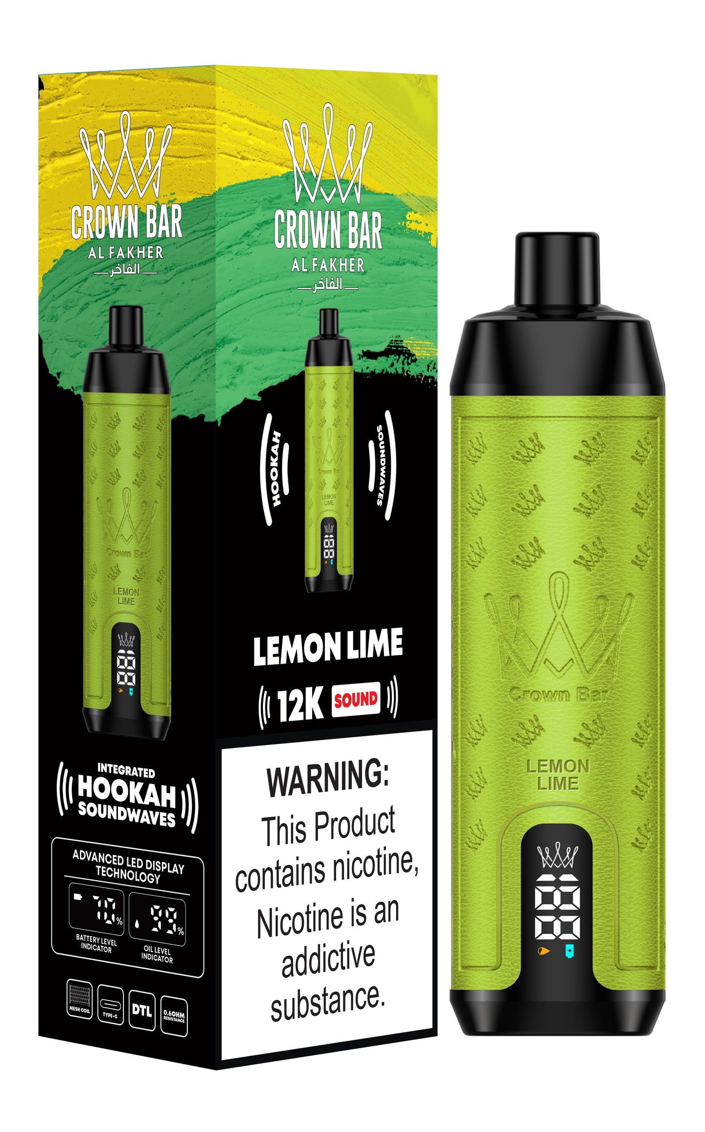 Al Fakher 12000 Puffs Disposable Vape with Integrated Hookah Soundwaves - Al Fakher Crown Bar 12k Puffs Vape