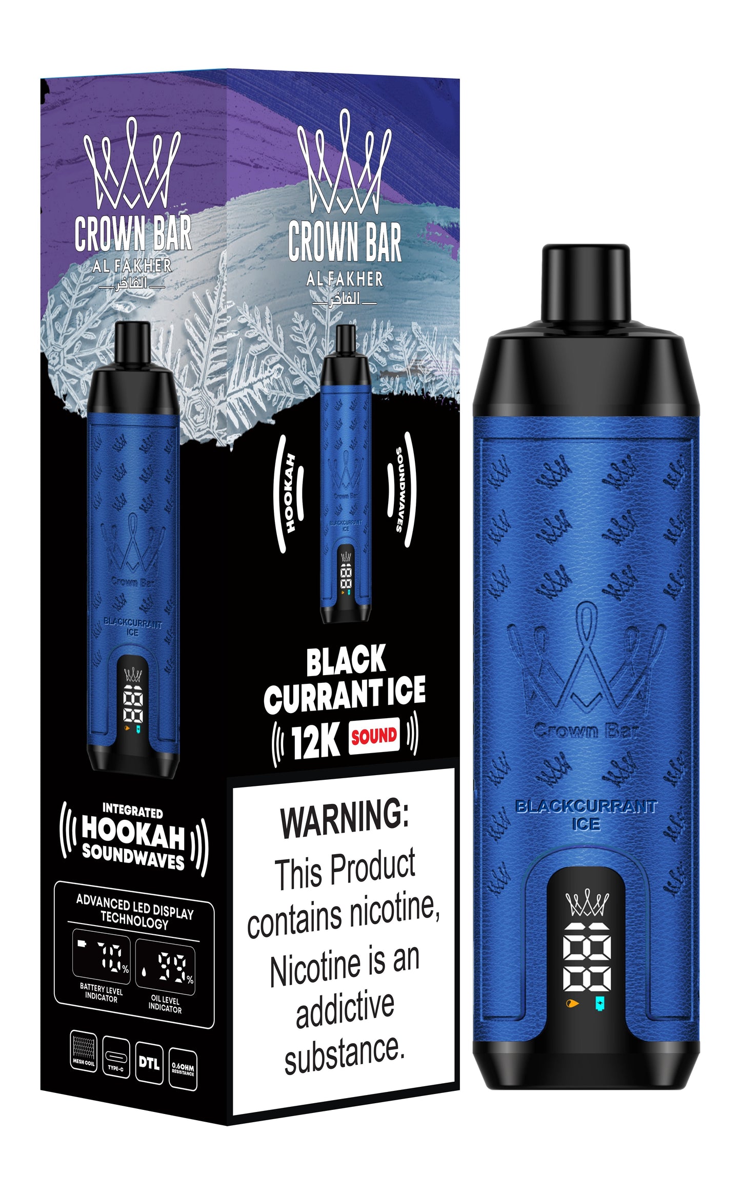 Al Fakher 12000 Puffs Disposable Vape with Integrated Hookah Soundwaves - Al Fakher Crown Bar 12k Puffs Vape
