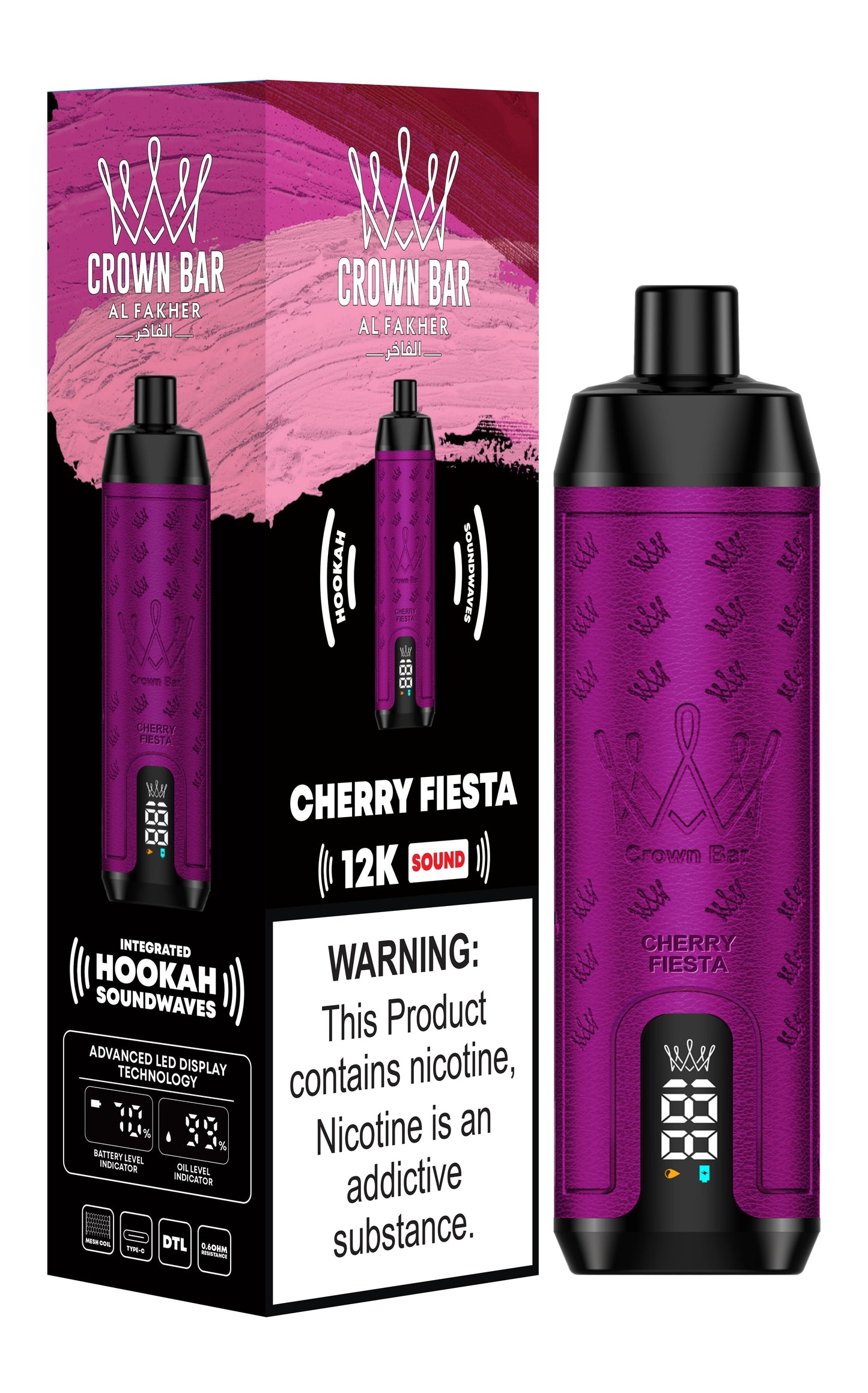 Al Fakher 12000 Puffs Disposable Vape with Integrated Hookah Soundwaves - Al Fakher Crown Bar 12k Puffs Vape