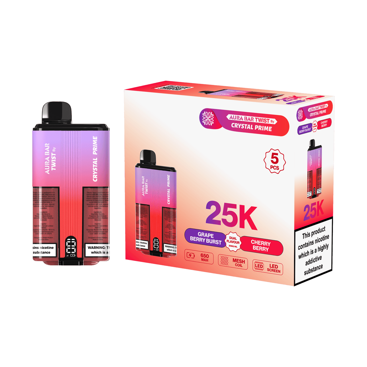 Crystal Prime Aura Bar Twist 25K Prefilled Kit - Box of 5