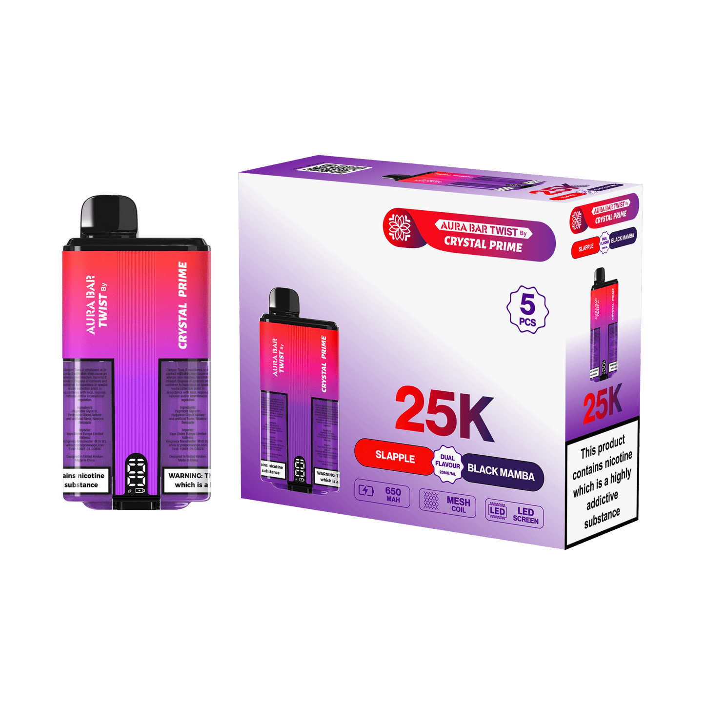 Crystal Prime Aura Bar Twist 25K Prefilled Kit - Box of 5