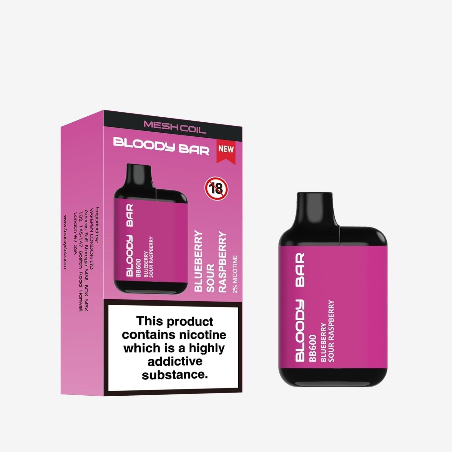 Bloody Bar BB600 Prefilled Pod Vape Kit - Pack of 10