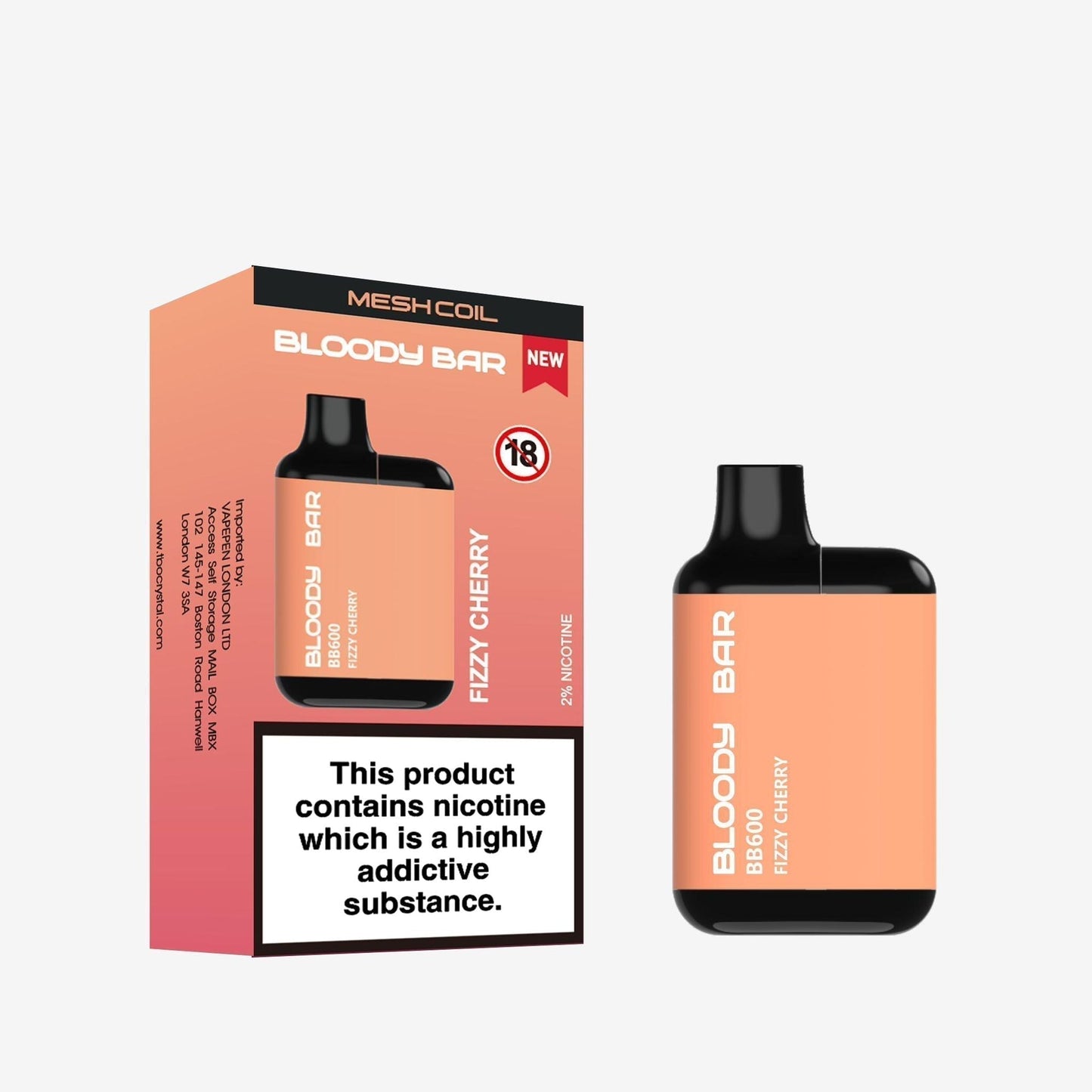 Bloody Bar BB600 Prefilled Pod Vape Kit - Pack of 10