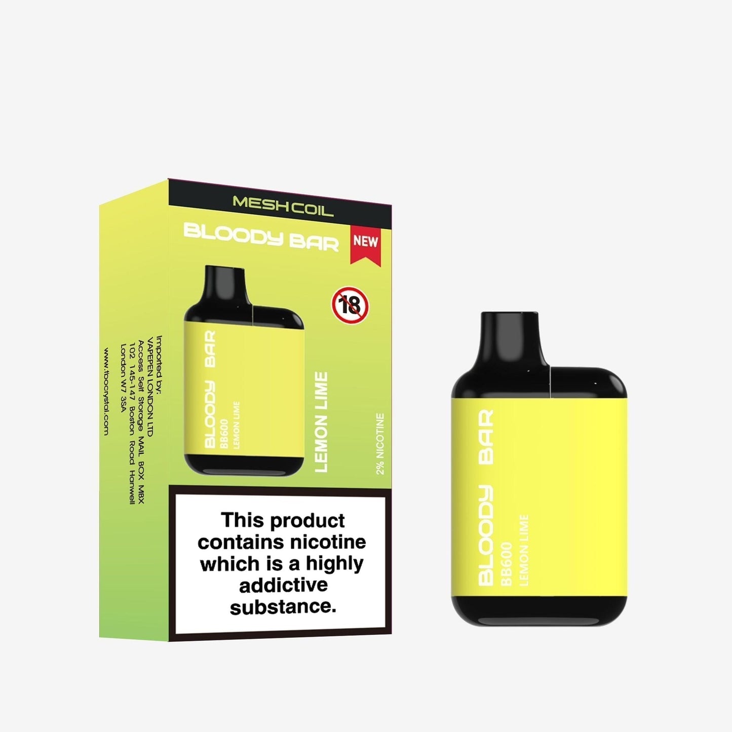 Bloody Bar BB600 Prefilled Pod Vape Kit - Pack of 10