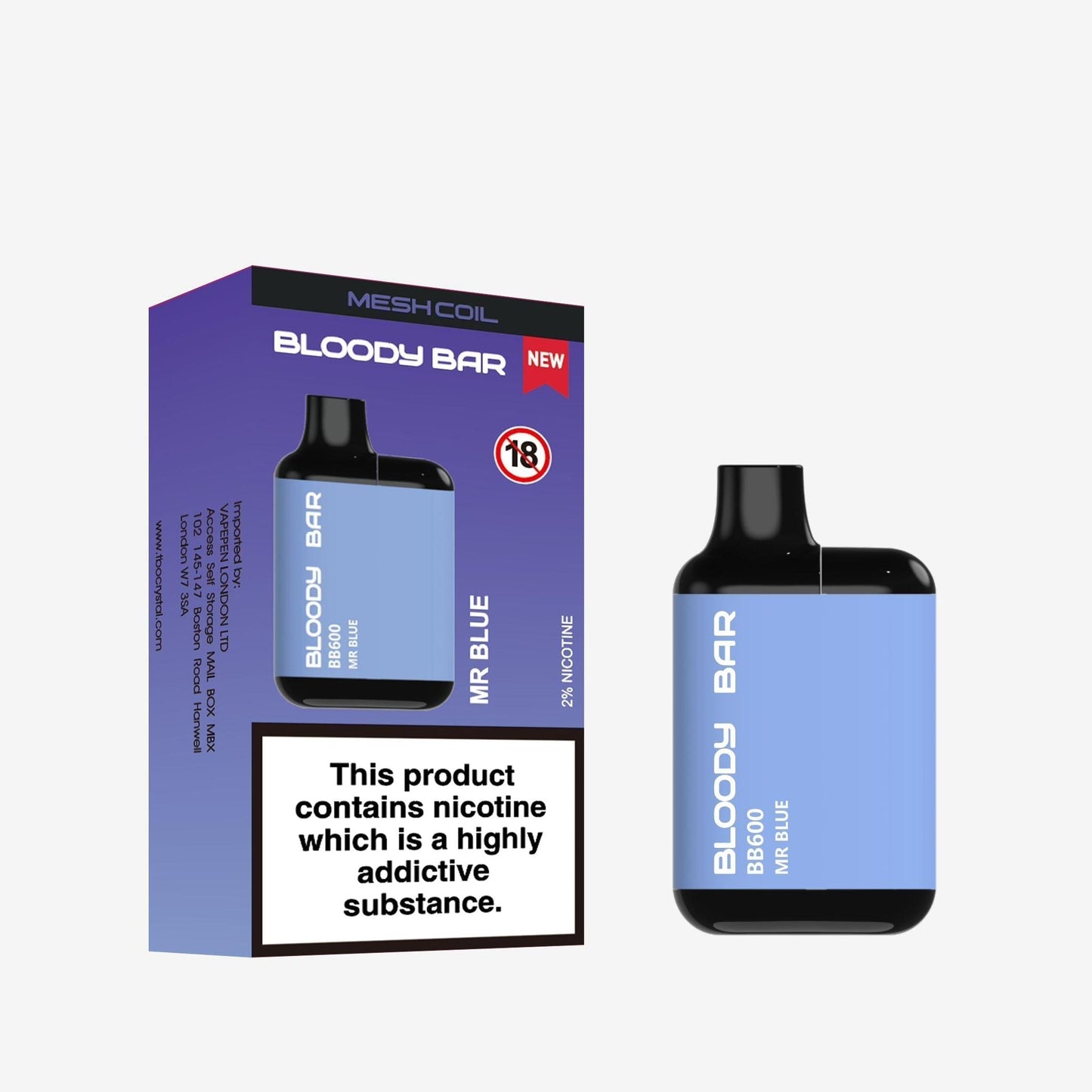 Bloody Bar BB600 Prefilled Pod Vape Kit - Pack of 10