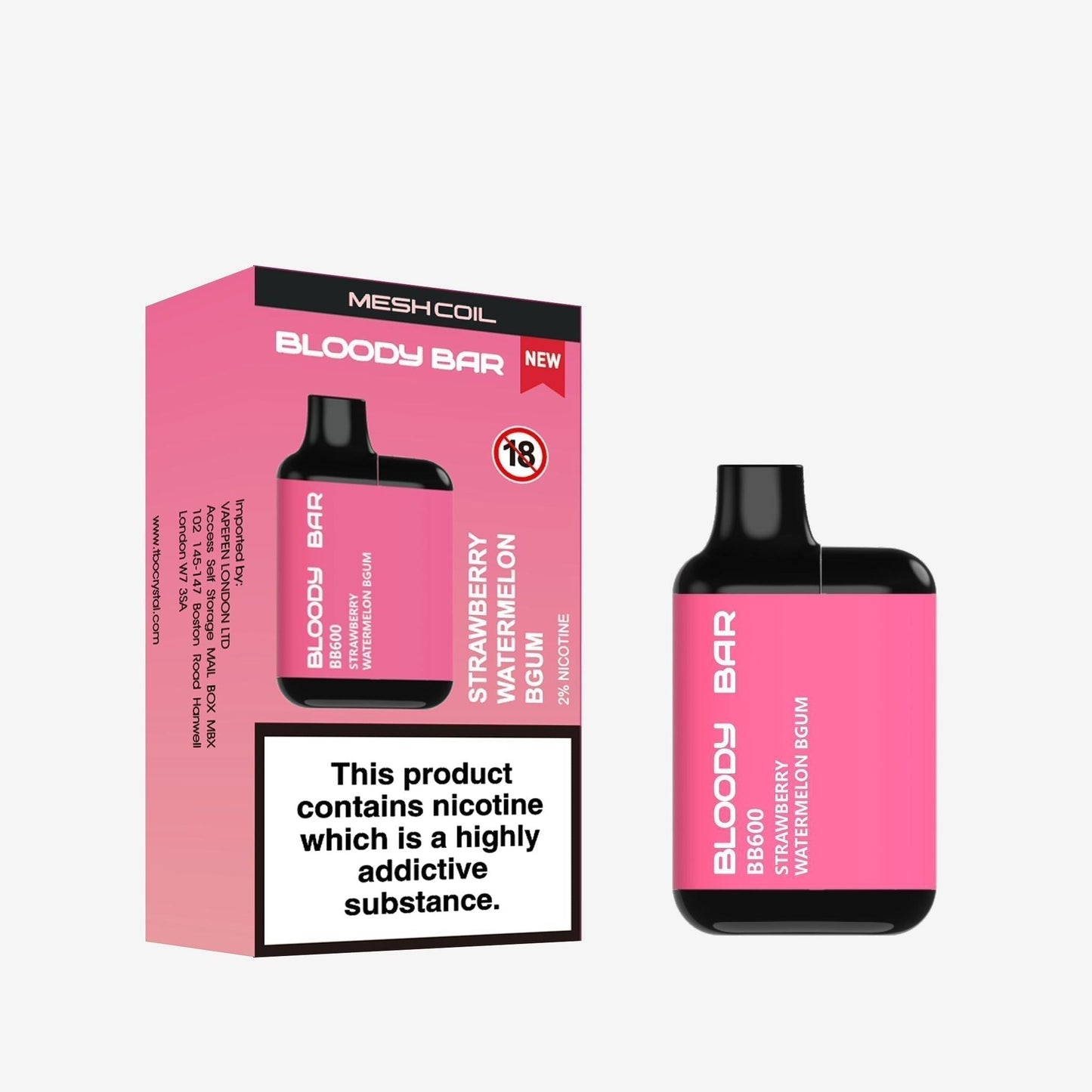 Bloody Bar BB600 Prefilled Pod Vape Kit - Pack of 10