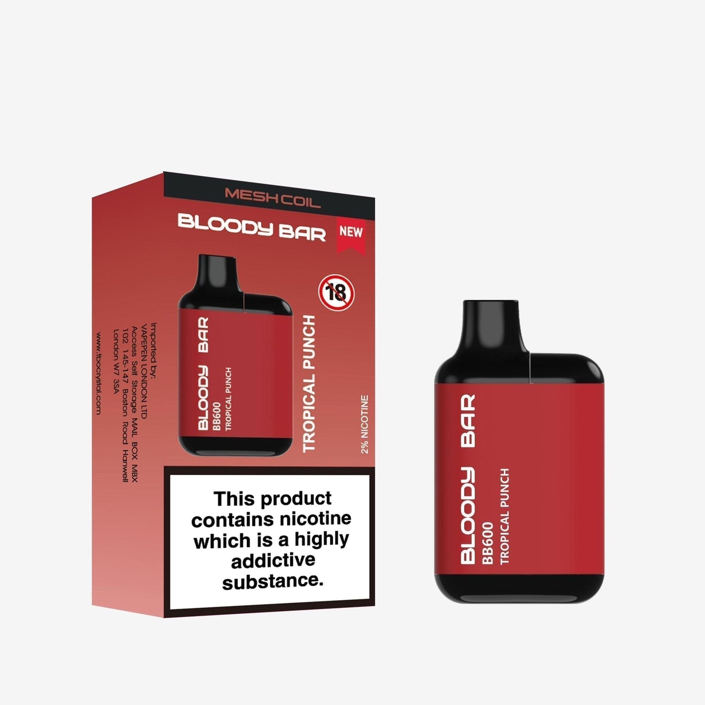 Bloody Bar BB600 Prefilled Pod Vape Kit - Pack of 10