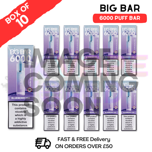 Blue Razz Lemonade Feoba Big Bar 6000 Puff 6K Box Of 10