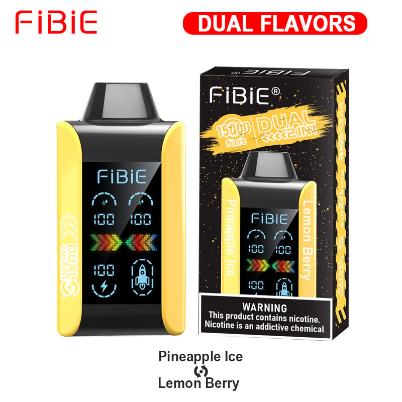 ANANAS-EIS &amp; ZITRONENBEERE - FIBIE 15000 ZÜGE Einweg-E-Zigarette mit zwei Geschmacksrichtungen (15000 ZÜGE) 