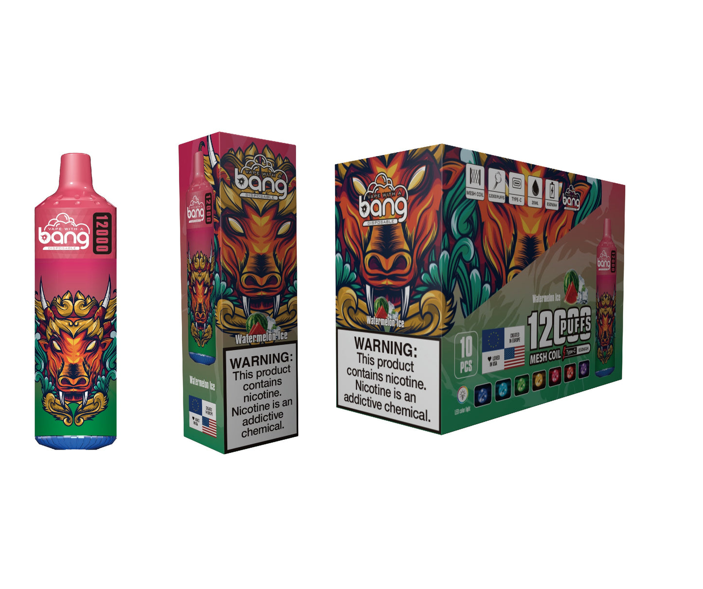 Bang King 12000 Puffs Disposable 650mAh  20ml Vape E Cigarettes Puff 12k Prefilled Pod- 650mAh  20ml Vape 12 Flavors