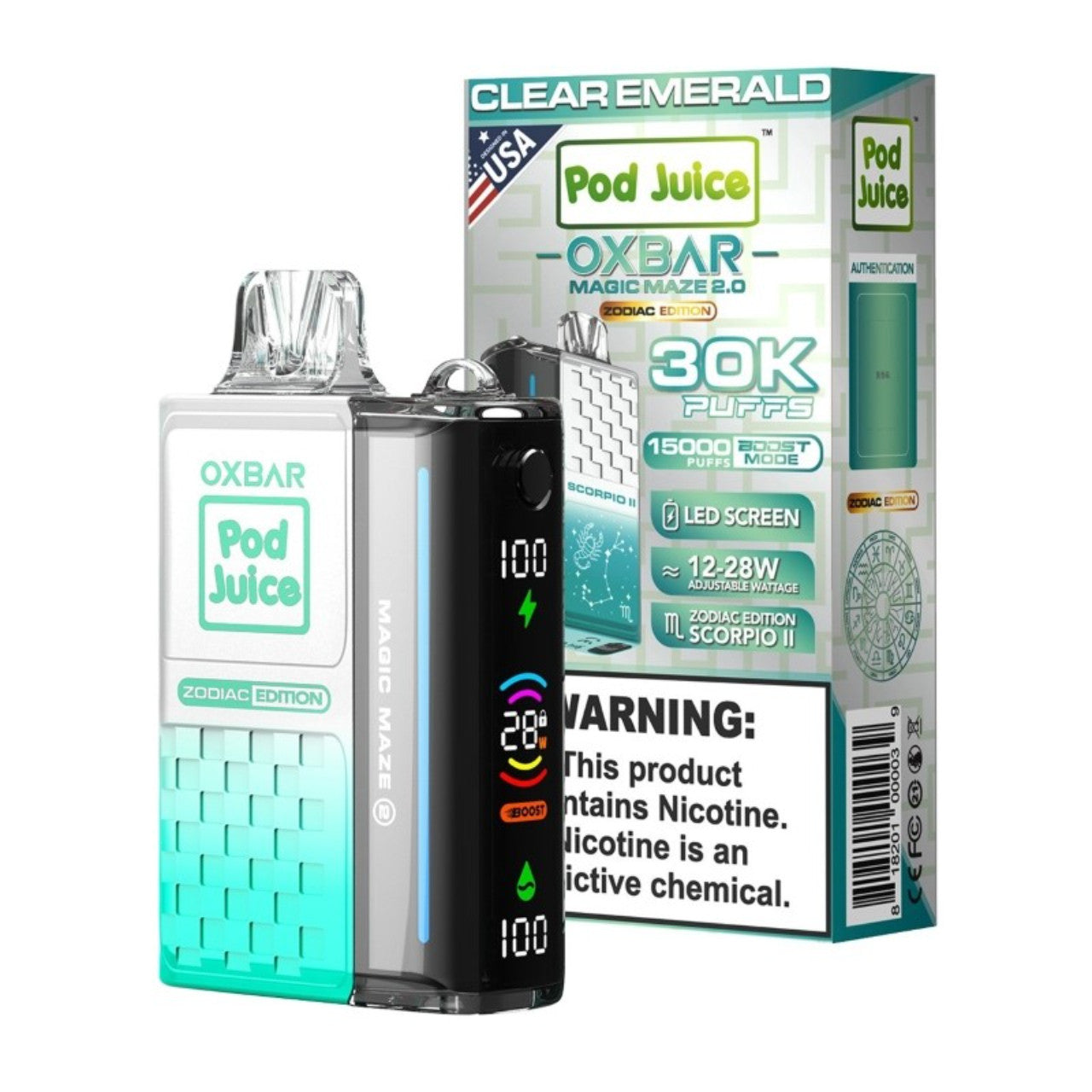 Clear Emerald Oxbar Magic Maze 2.0 Pod Juice 30K
