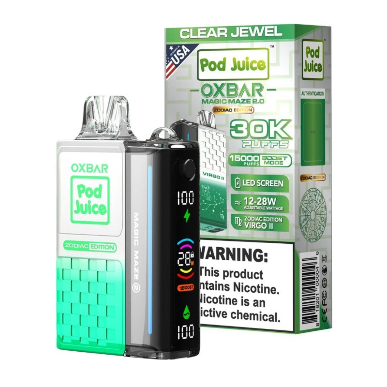 Clear Jewel Oxbar Magic Maze 2.0 Pod Juice 30K