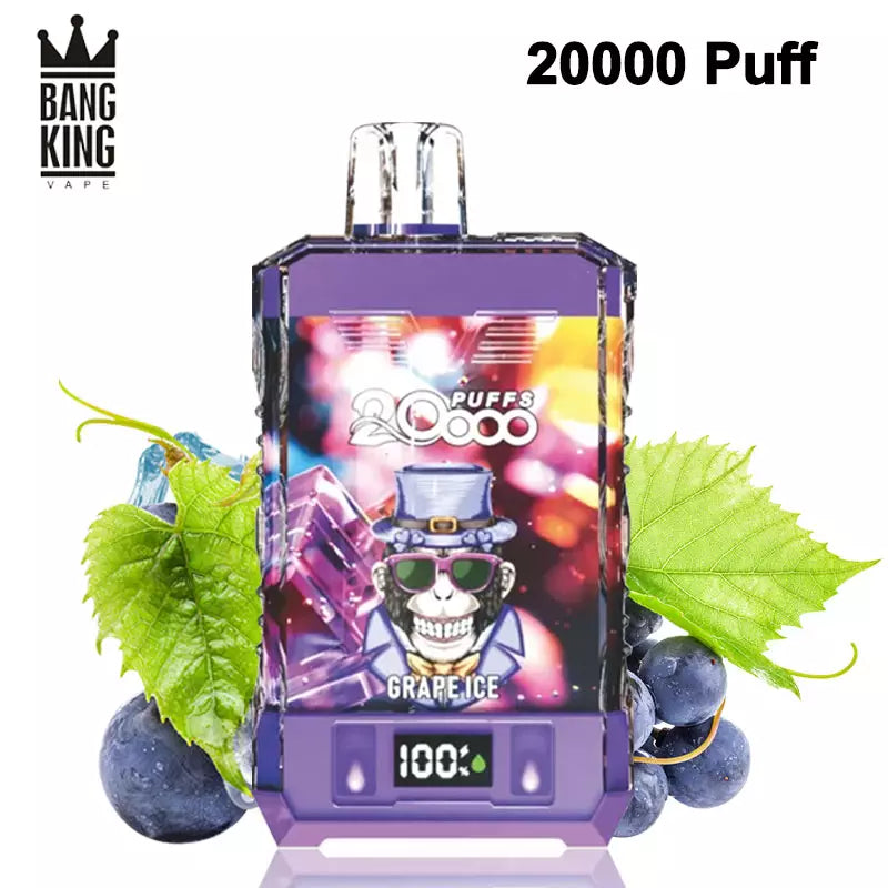 Bang King Vape 20000 Puffs 20k Digital Electronic Cigarette 0% 2% 5%-650mAh Battery. 25ml E-liquid. Multiple Nicotine 12 Flavors