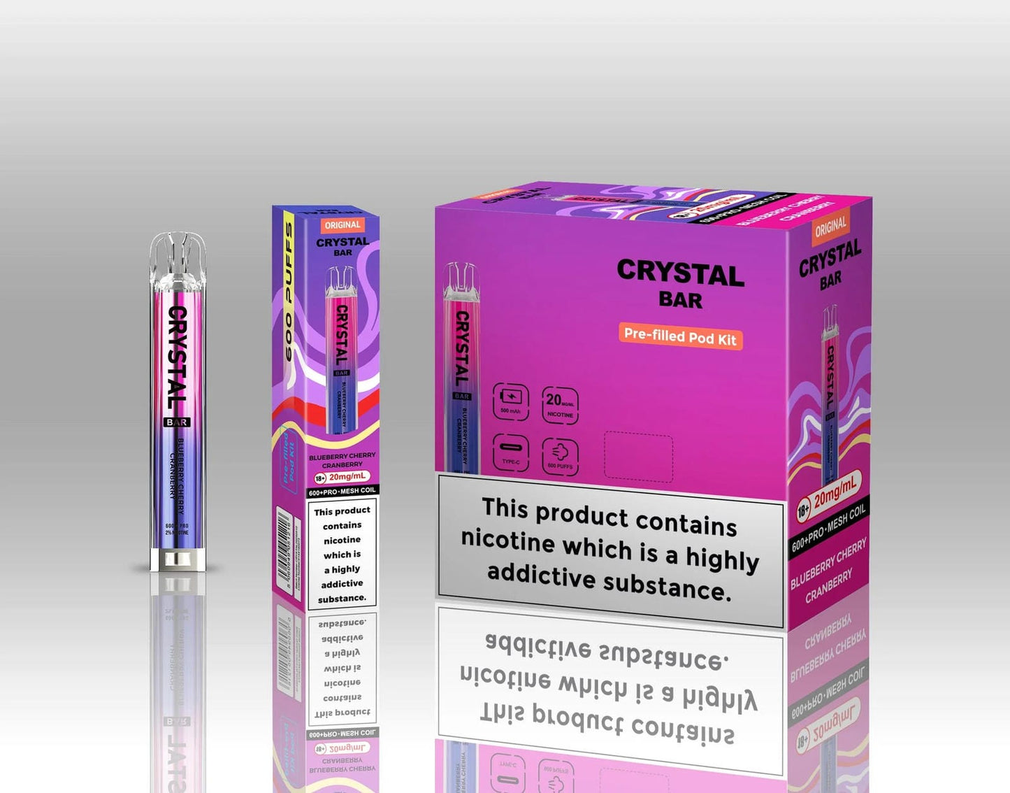 Crystal Bar Original 600 Prefilled Pod Kit | Pack of 10