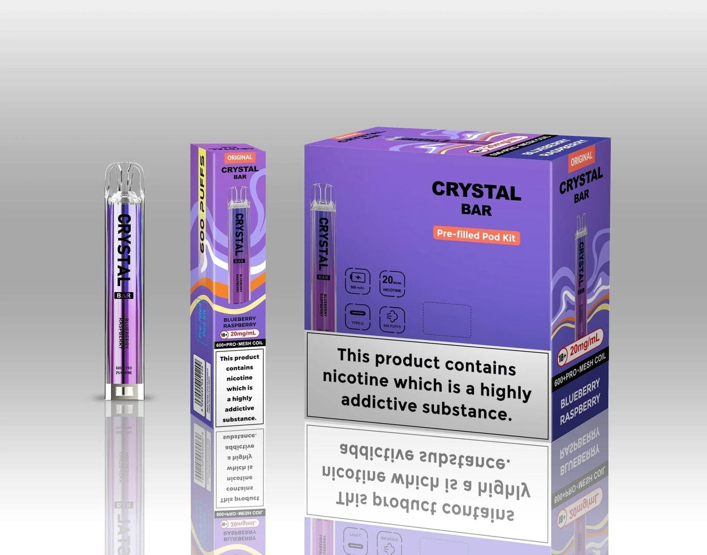 Crystal Bar Original 600 Prefilled Pod Kit | Pack of 10