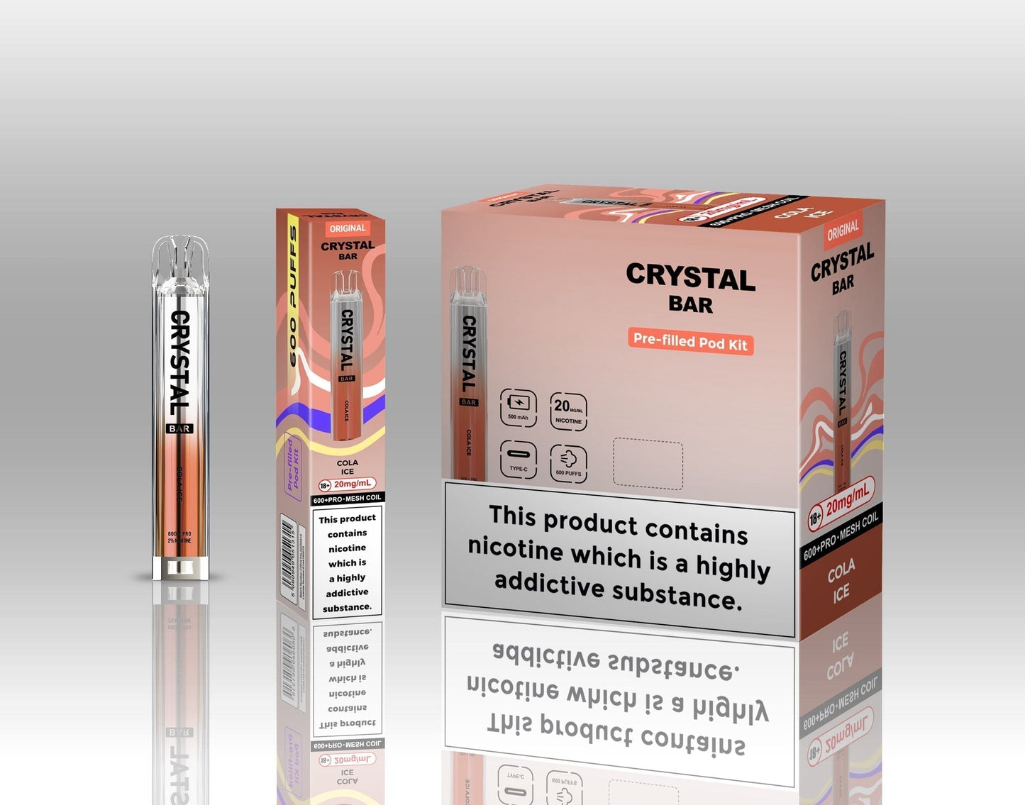 Crystal Bar Original 600 Prefilled Pod Kit | Pack of 10