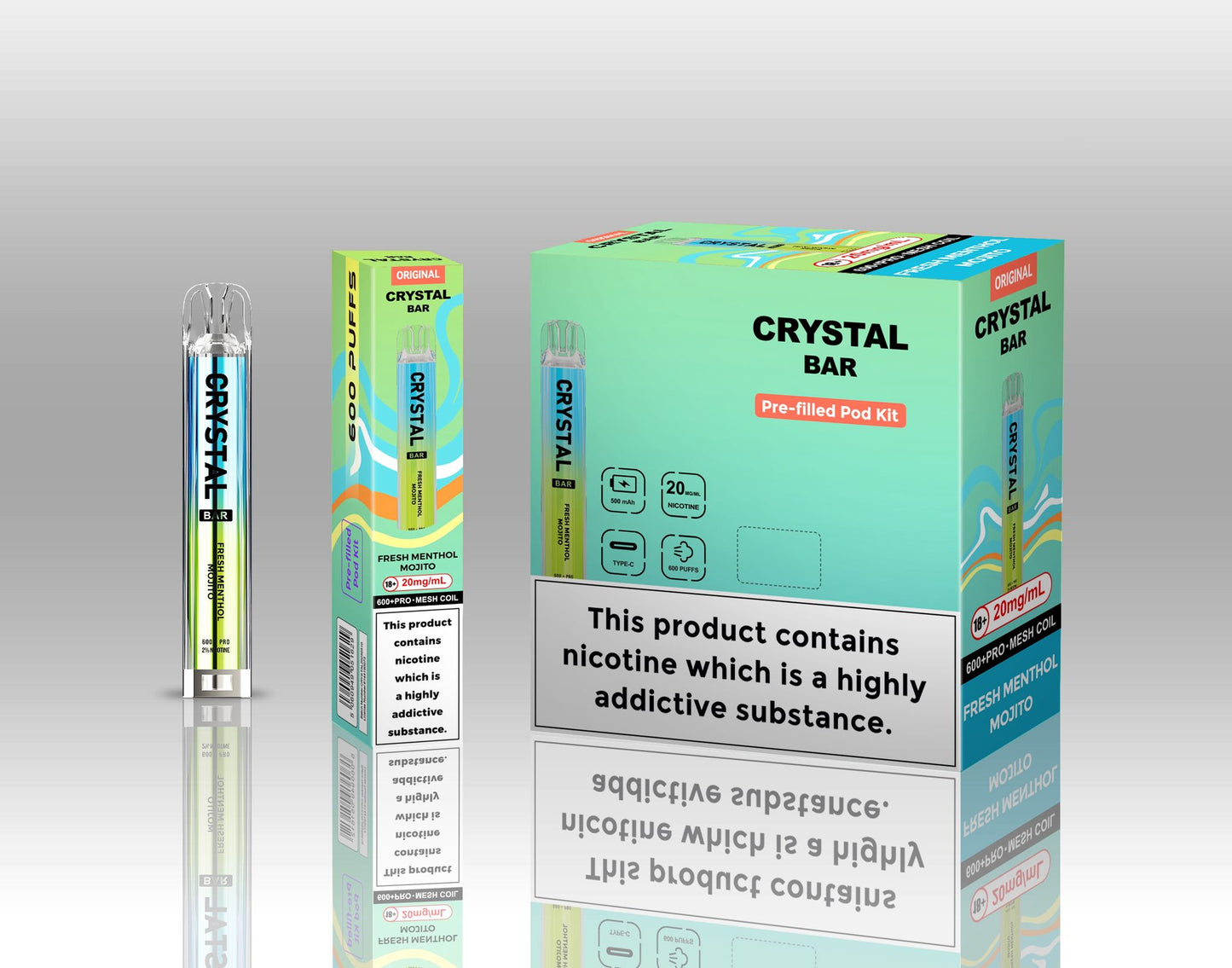 Crystal Bar Original 600 Prefilled Pod Kit | Pack of 10