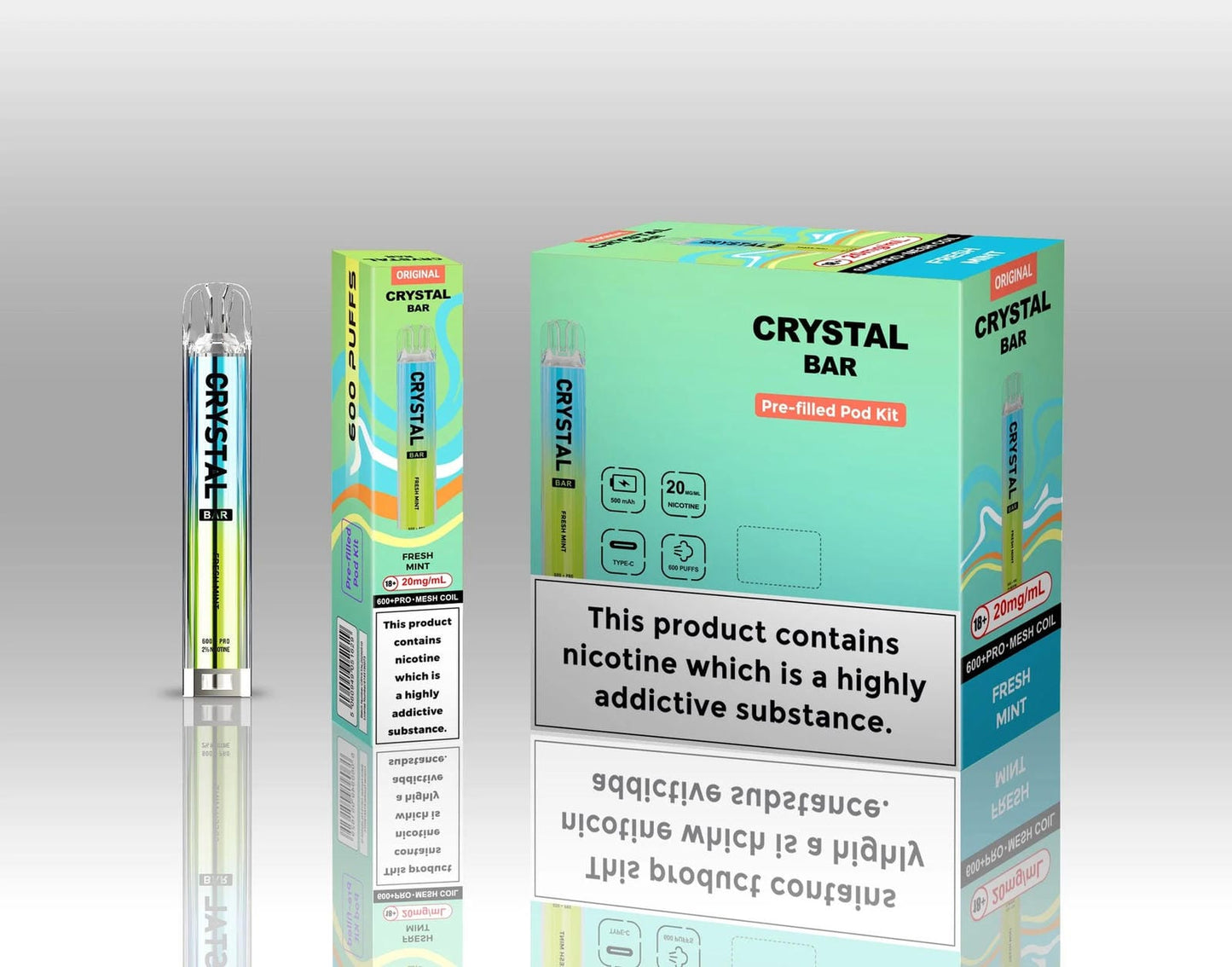 Crystal Bar Original 600 Prefilled Pod Kit | Pack of 10