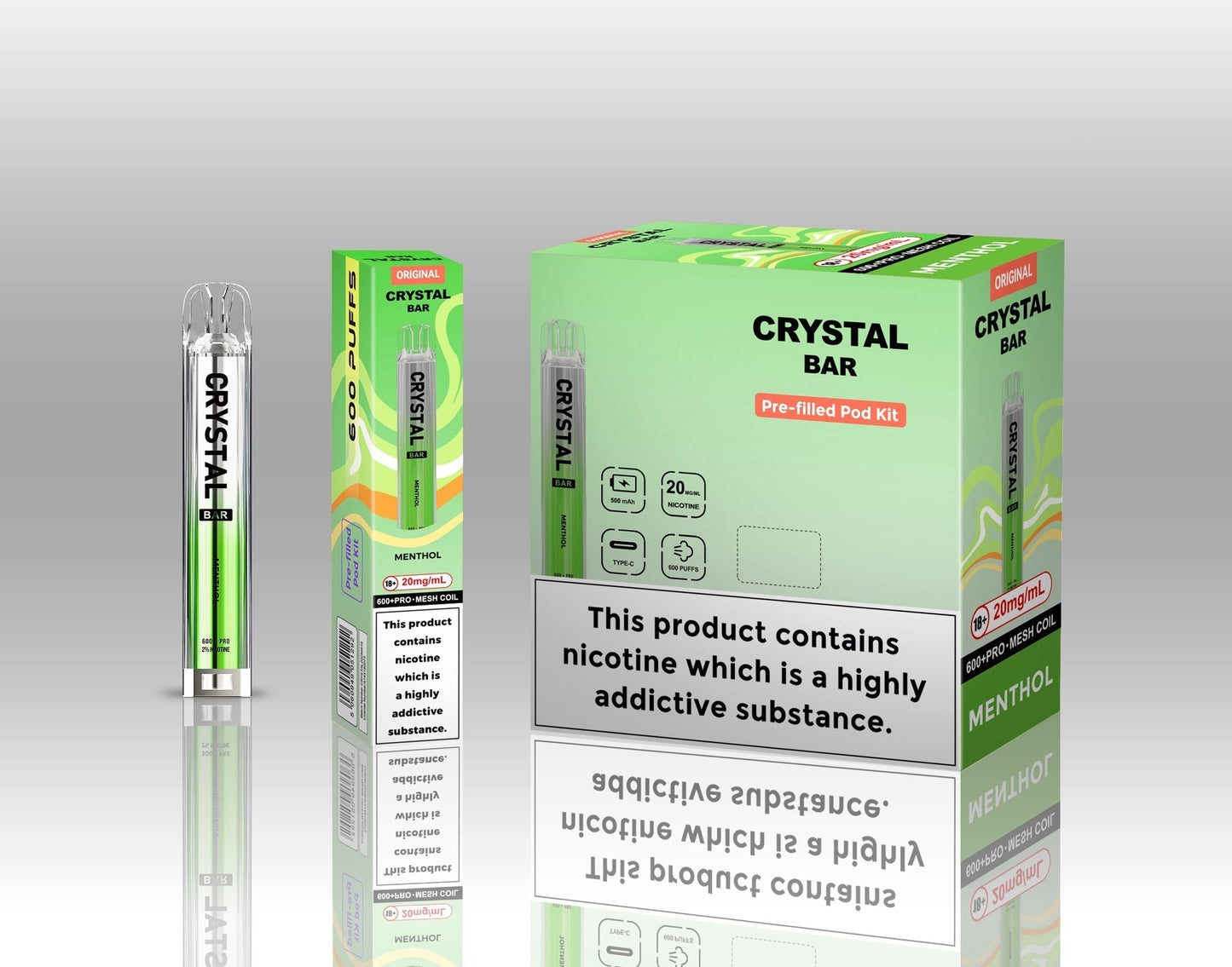 Crystal Bar Original 600 Prefilled Pod Kit | Pack of 10