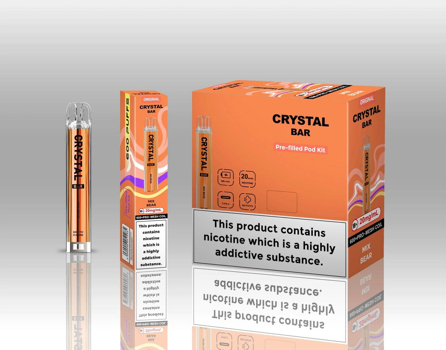 Crystal Bar Original 600 Prefilled Pod Kit | Pack of 10