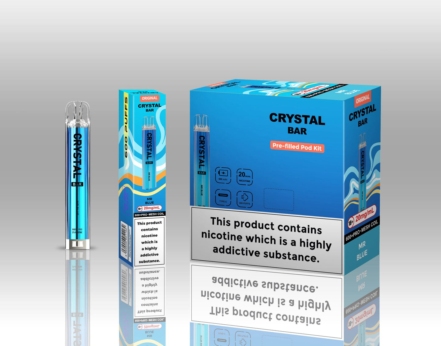 Crystal Bar Original 600 Prefilled Pod Kit | Pack of 10