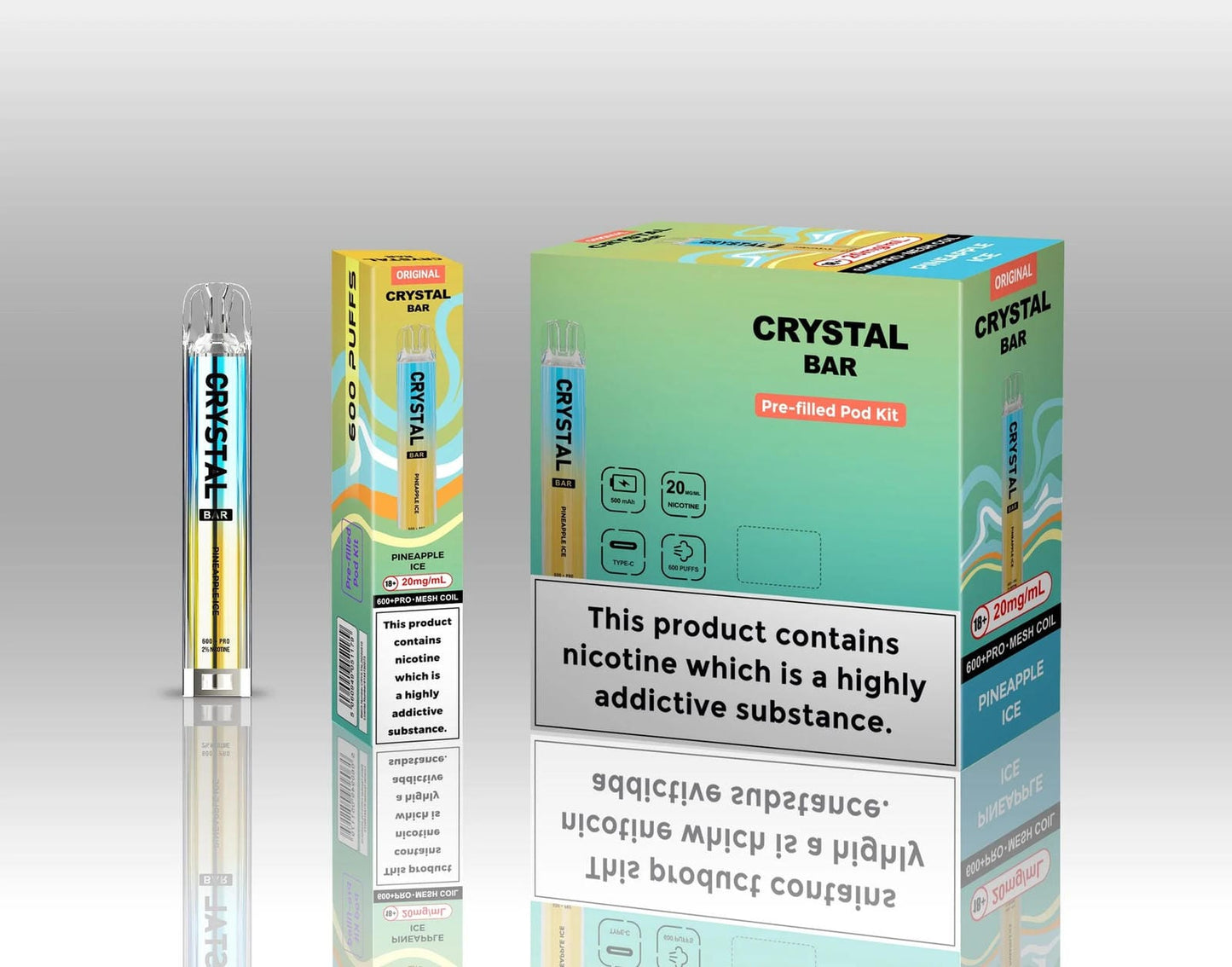 Crystal Bar Original 600 Prefilled Pod Kit | Pack of 10