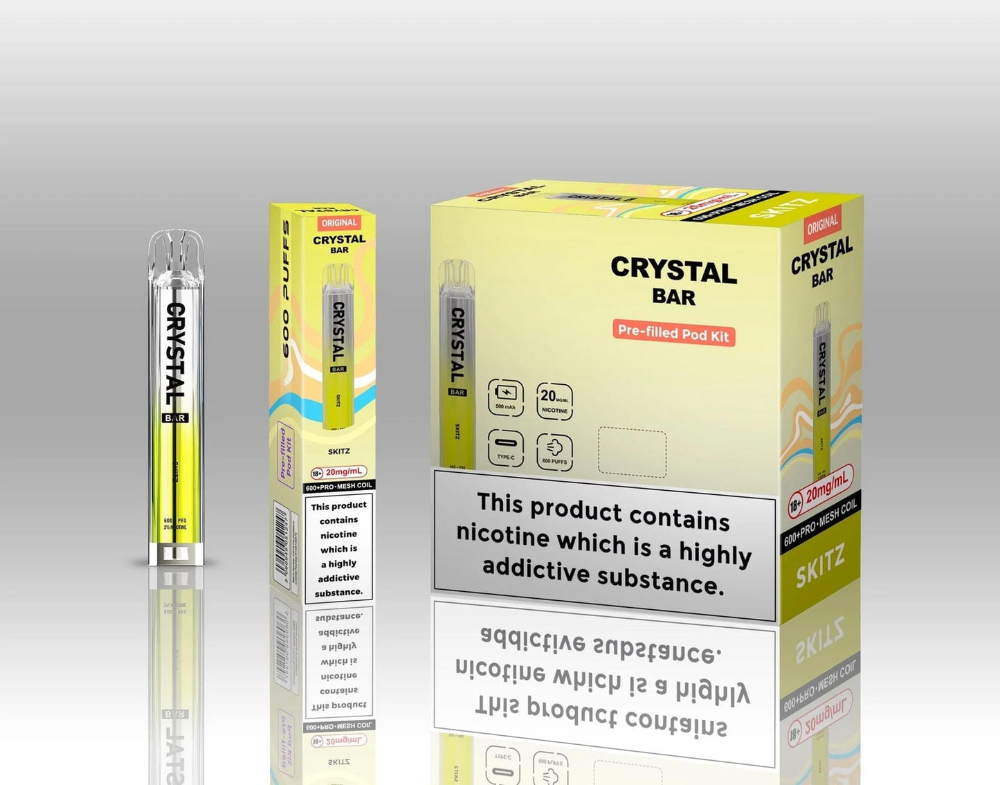 Crystal Bar Original 600 Prefilled Pod Kit | Pack of 10