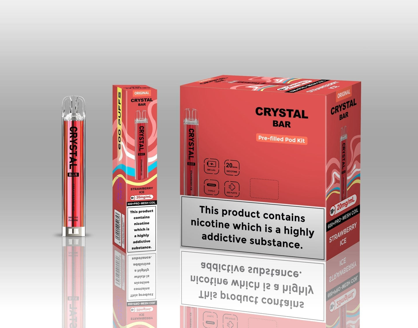 Crystal Bar Original 600 Prefilled Pod Kit | Pack of 10
