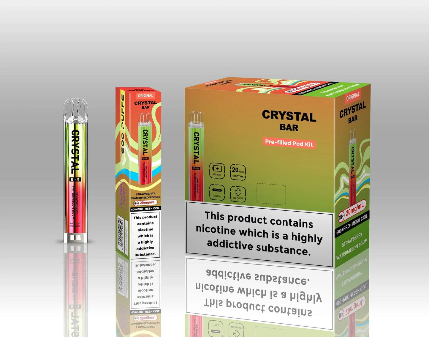 Crystal Bar Original 600 Prefilled Pod Kit | Pack of 10