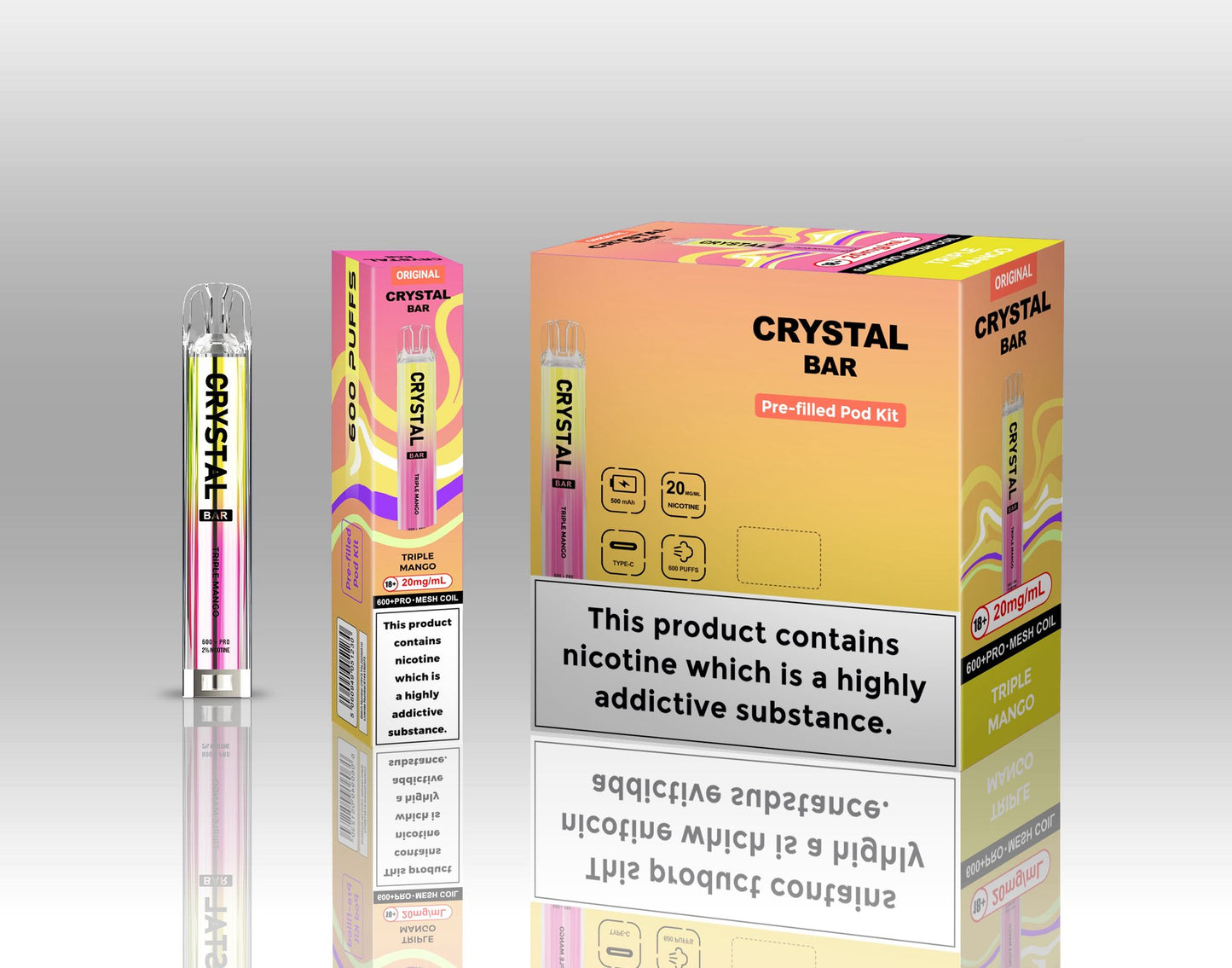 Crystal Bar Original 600 Prefilled Pod Kit | Pack of 10