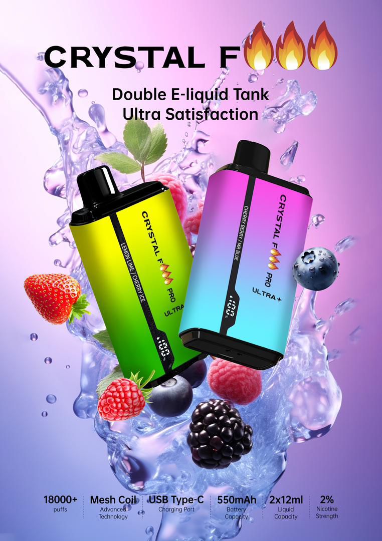 Packung mit 10 Stück – Crystal Fire Pro Ultra 18.000 Züge 20 mg – 20 atemberaubende Editionen