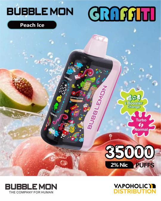 BUBBLEMON GRAFFITI 35000 PUFFS 2% Nicotine 28ML 🍓🍈12 FRUIT FLAVOR  🥝🍉