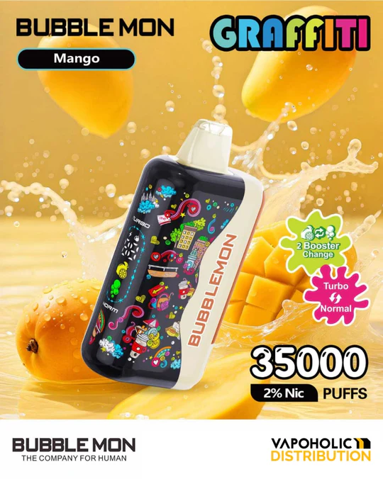 BUBBLEMON GRAFFITI 35000 PUFFS 2% Nicotine 28ML 🍓🍈12 FRUIT FLAVOR  🥝🍉
