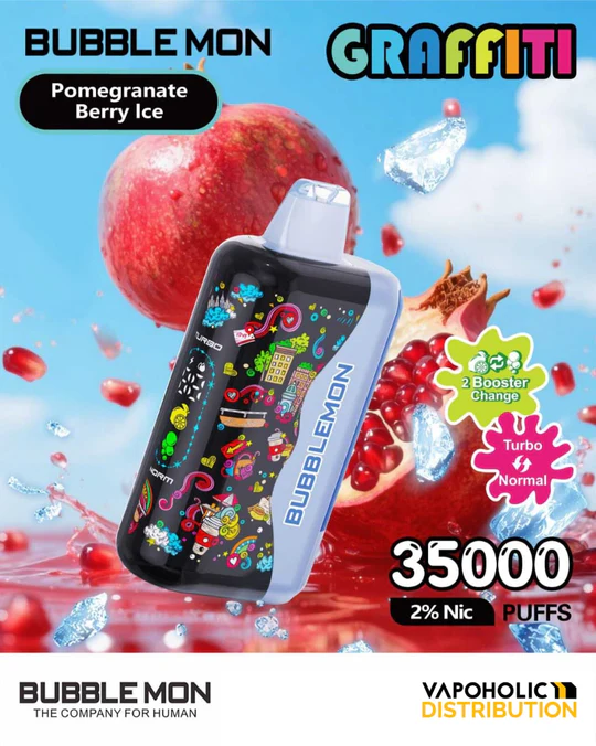 BUBBLEMON GRAFFITI 35000 PUFFS 2% Nicotine 28ML 🍓🍈12 FRUIT FLAVOR  🥝🍉