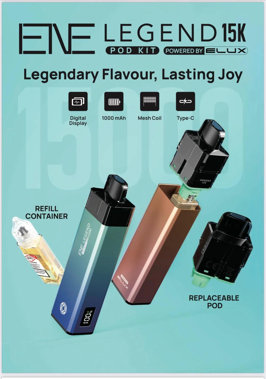 Elux ENE Legend 15k Puffs Prefilled Pod Kit | Box of 5