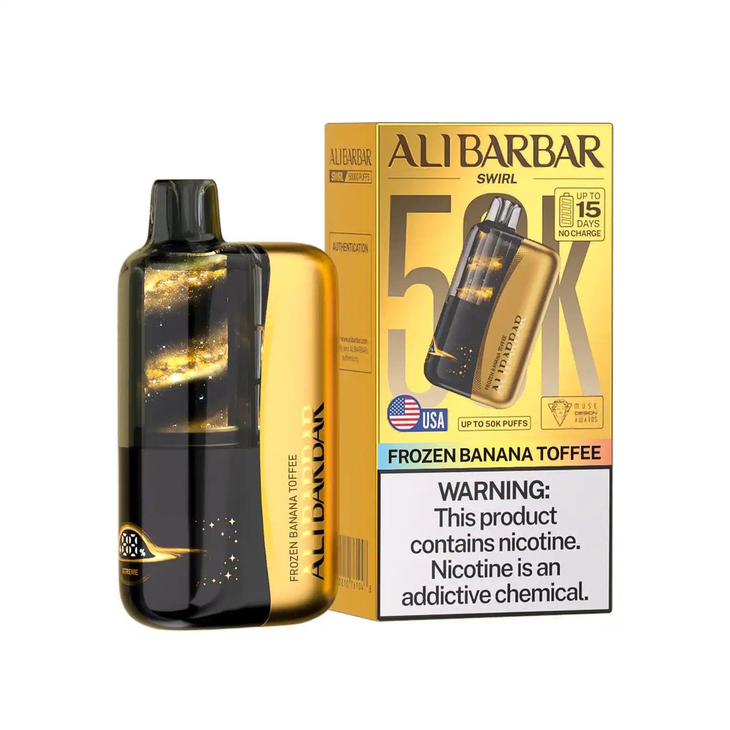 Frozen Banana Toffee - Alibarbar Swirl 50k Disposable Vape