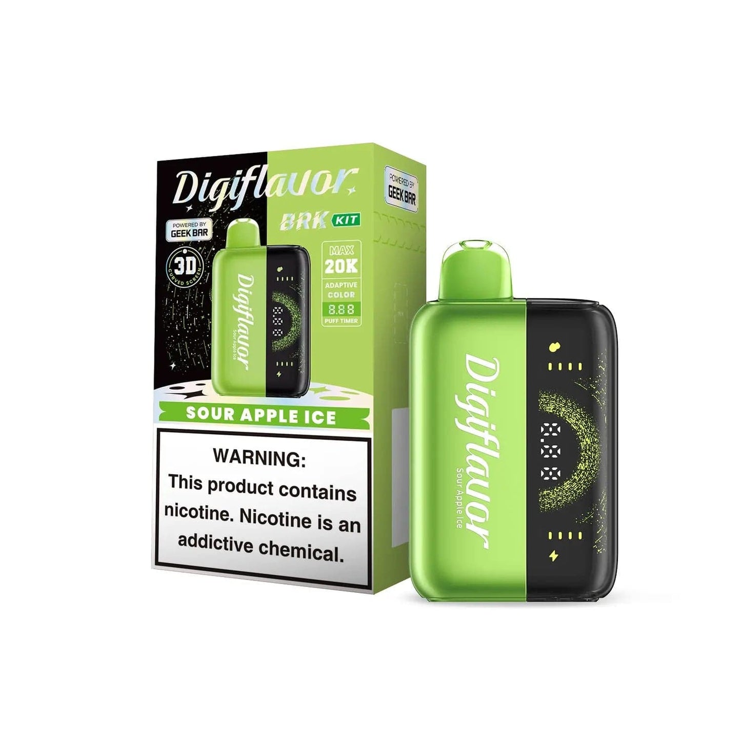 Sour Apple Ice - Geek Bar Digiflavor BRK 20k Disposable Vape Kit
