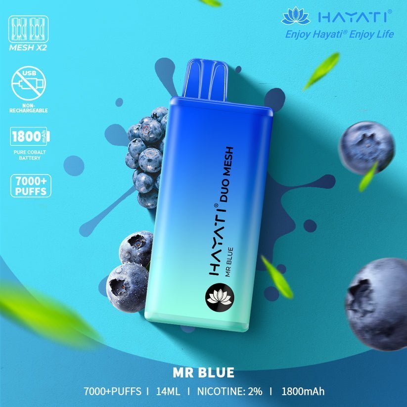 Hayati Duo Mesh 7000 Puff Prefilled Vape Pod Kit - Box of 10