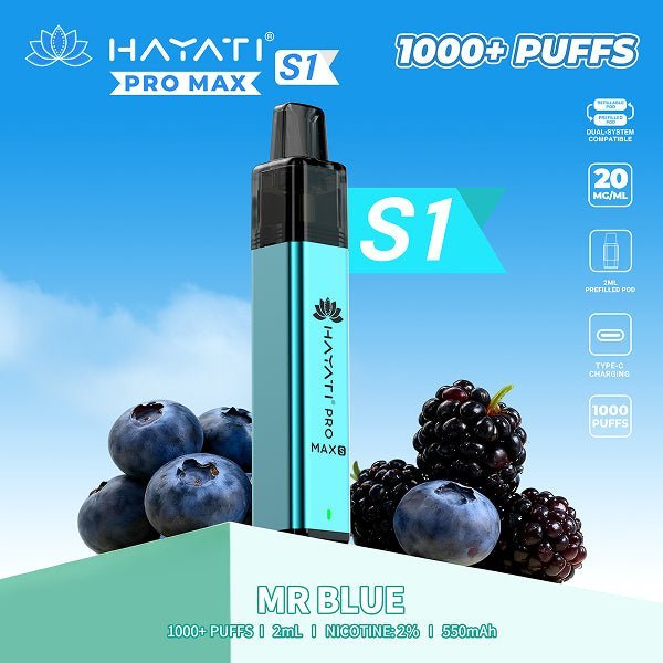 Hayati Pro Max S1 1000 Prefilled Pod Vape Kit | Box of 10