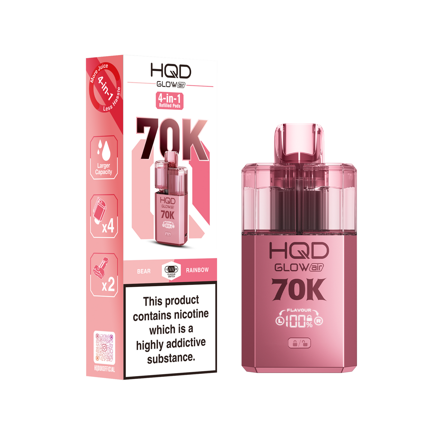 HQD Glow Air 70K Puff Prefilled Pod Vape Kit | Box of 5