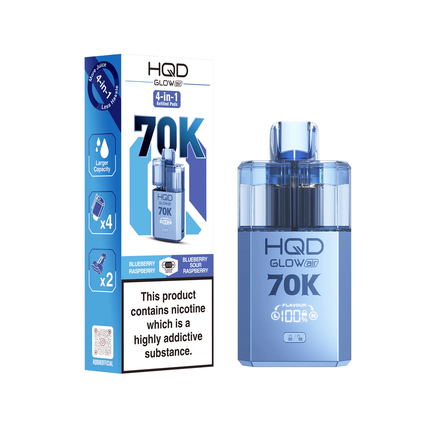 HQD Glow Air 70K Puff Prefilled Pod Vape Kit | Box of 5
