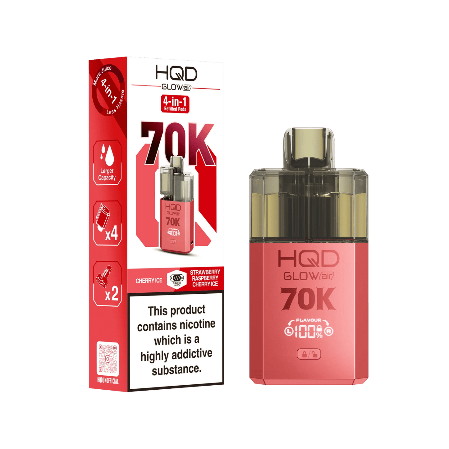 HQD Glow Air 70K Puff Prefilled Pod Vape Kit | Box of 5